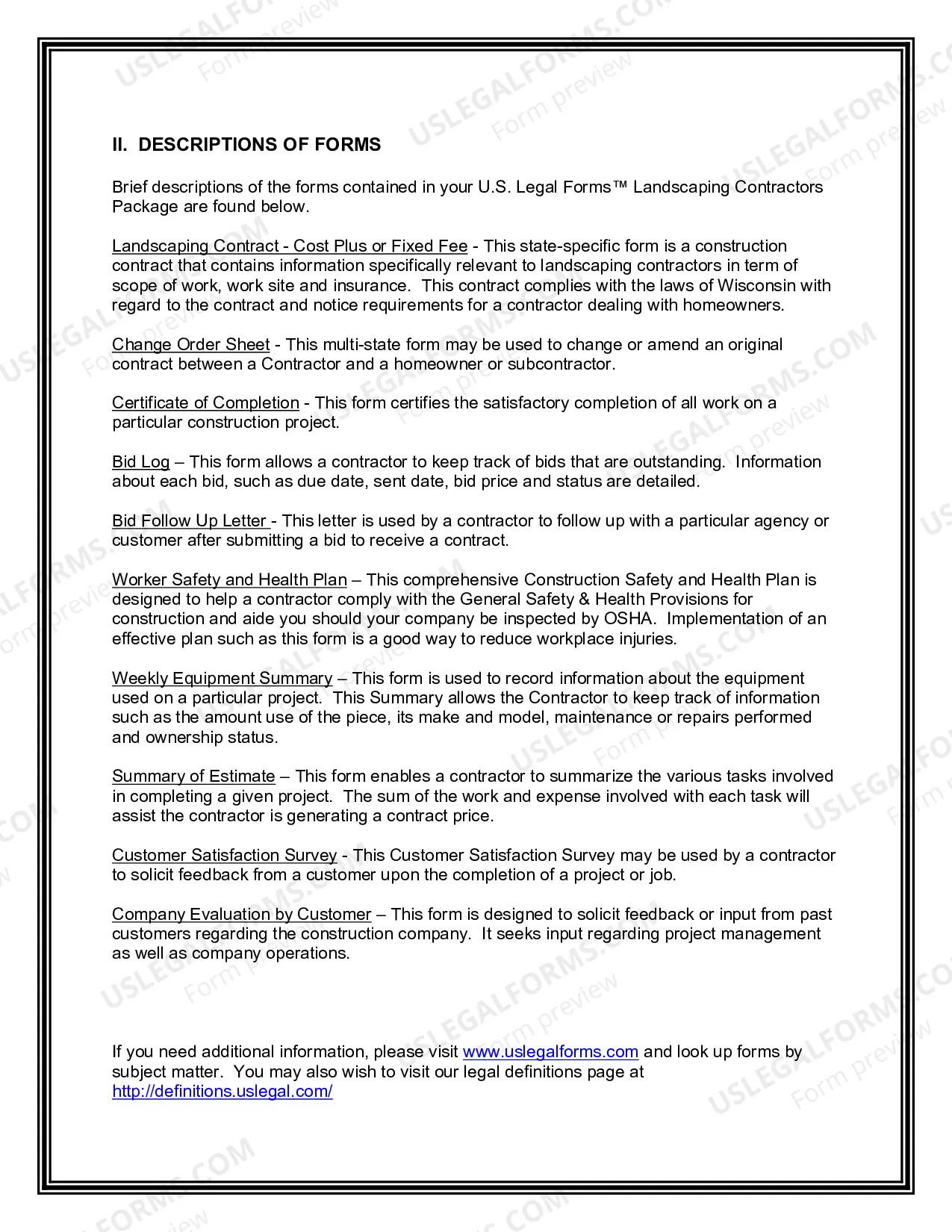 Preview Wisconsin Landscaping Contractor Package