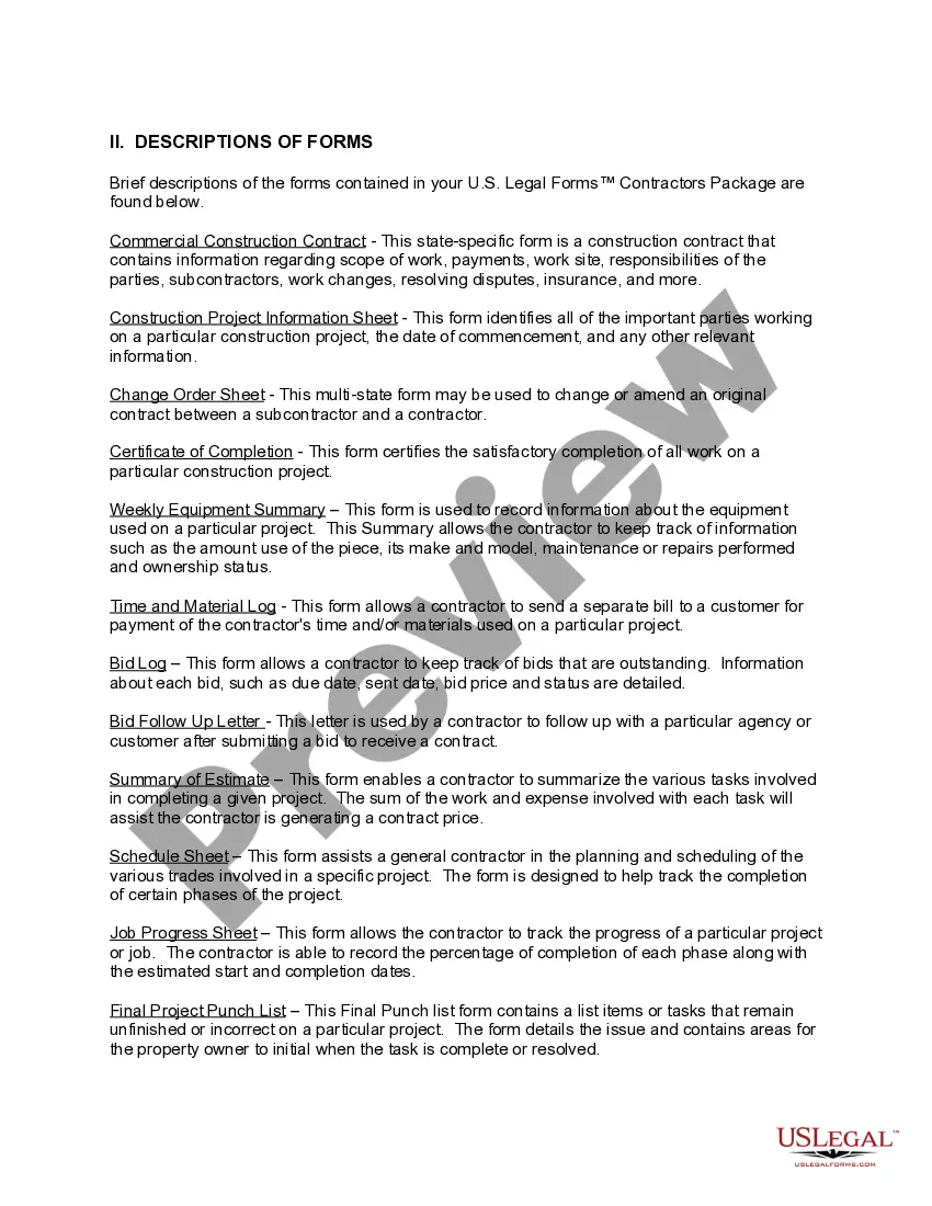 Preview Wisconsin Commercial Contractor Package