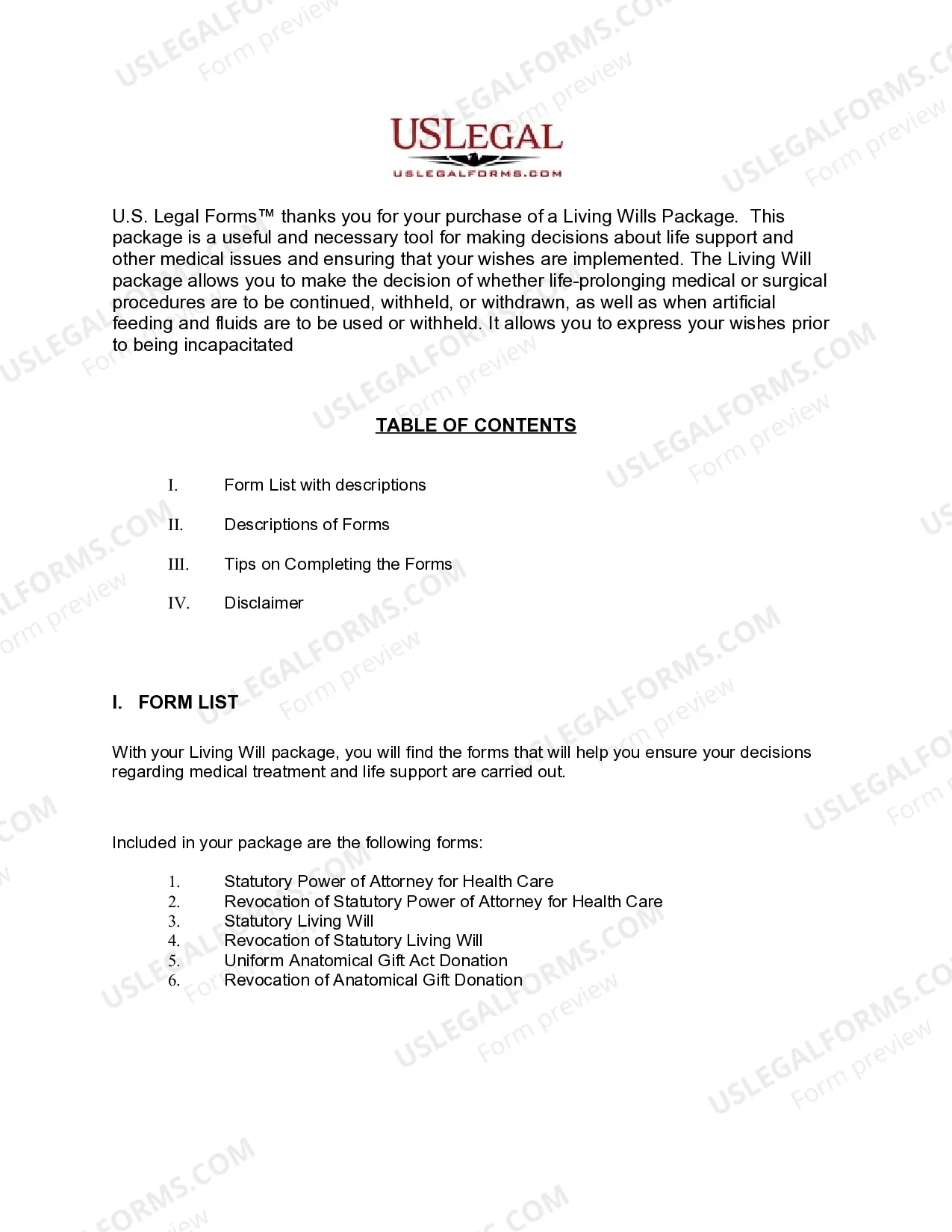 Preview Wisconsin Living Wills and Health Care Package