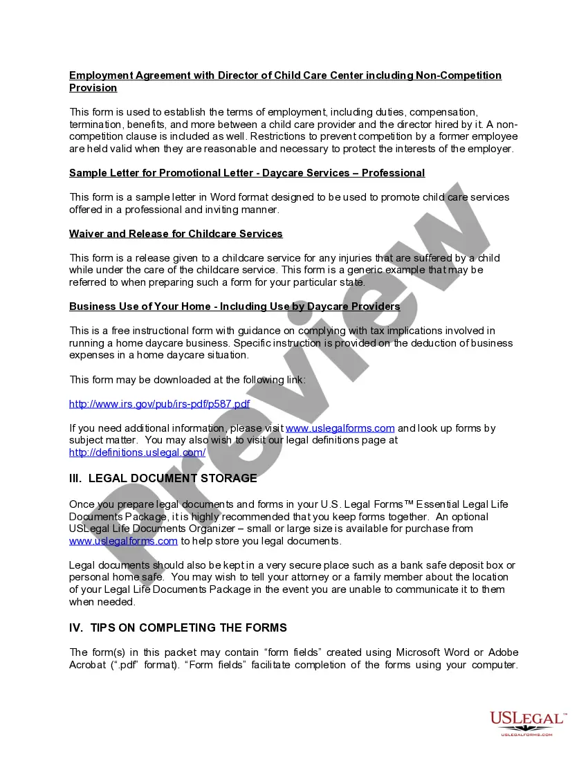 Preview Wisconsin Child Care Services Package