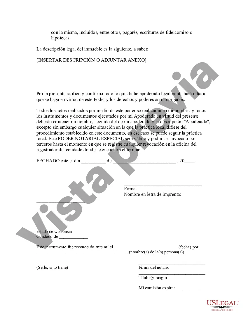 Preview Poder notarial especial o limitado para transacciones de compra de bienes raíces por parte del comprador