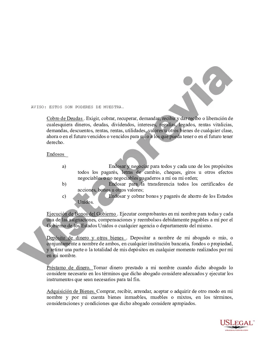 Preview Poder notarial limitado en el que se especifican poderes con ejemplos de poderes incluidos