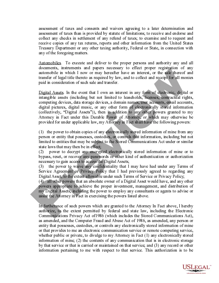 Preview Limited Power of Attorney where you Specify Powers with Sample Powers Included