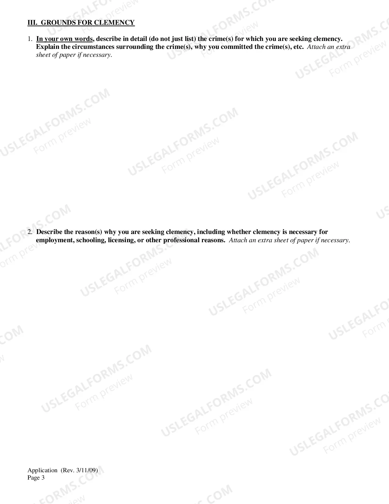 Preview Application for Executive Clemency