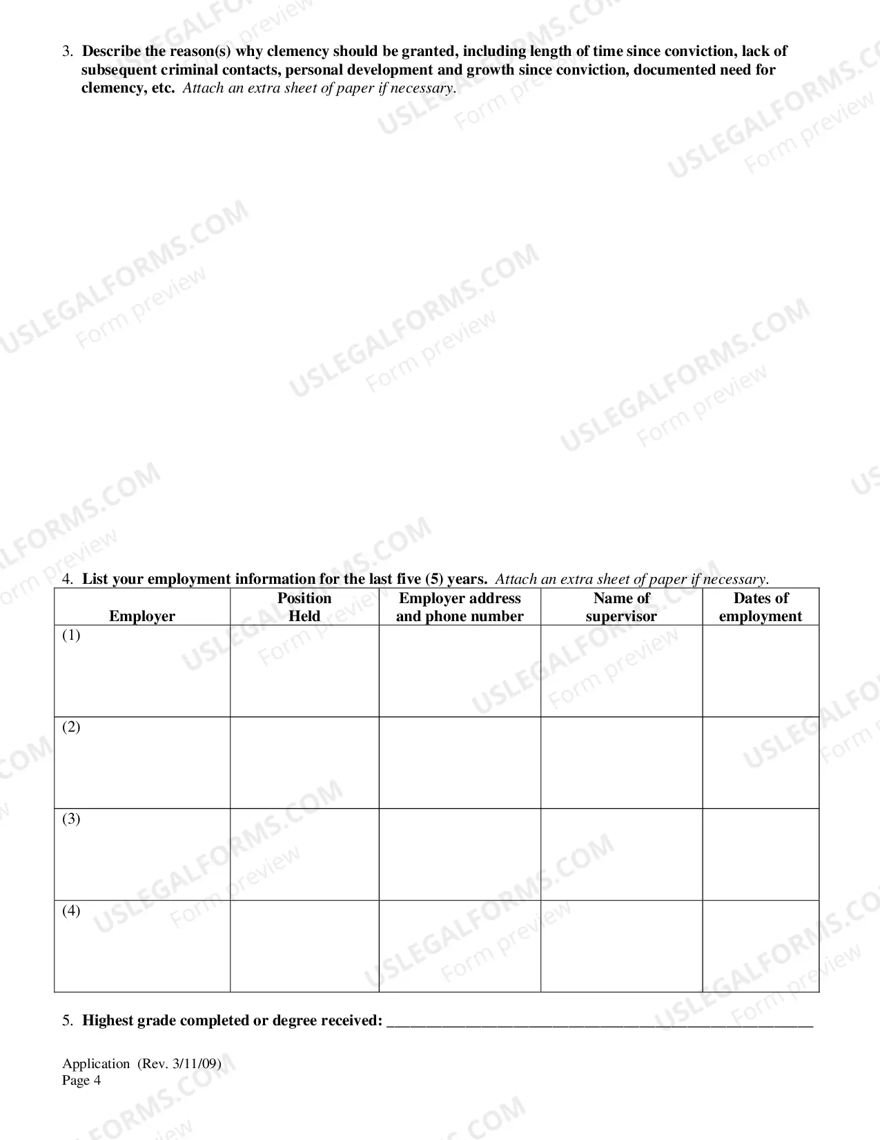 Preview Application for Executive Clemency