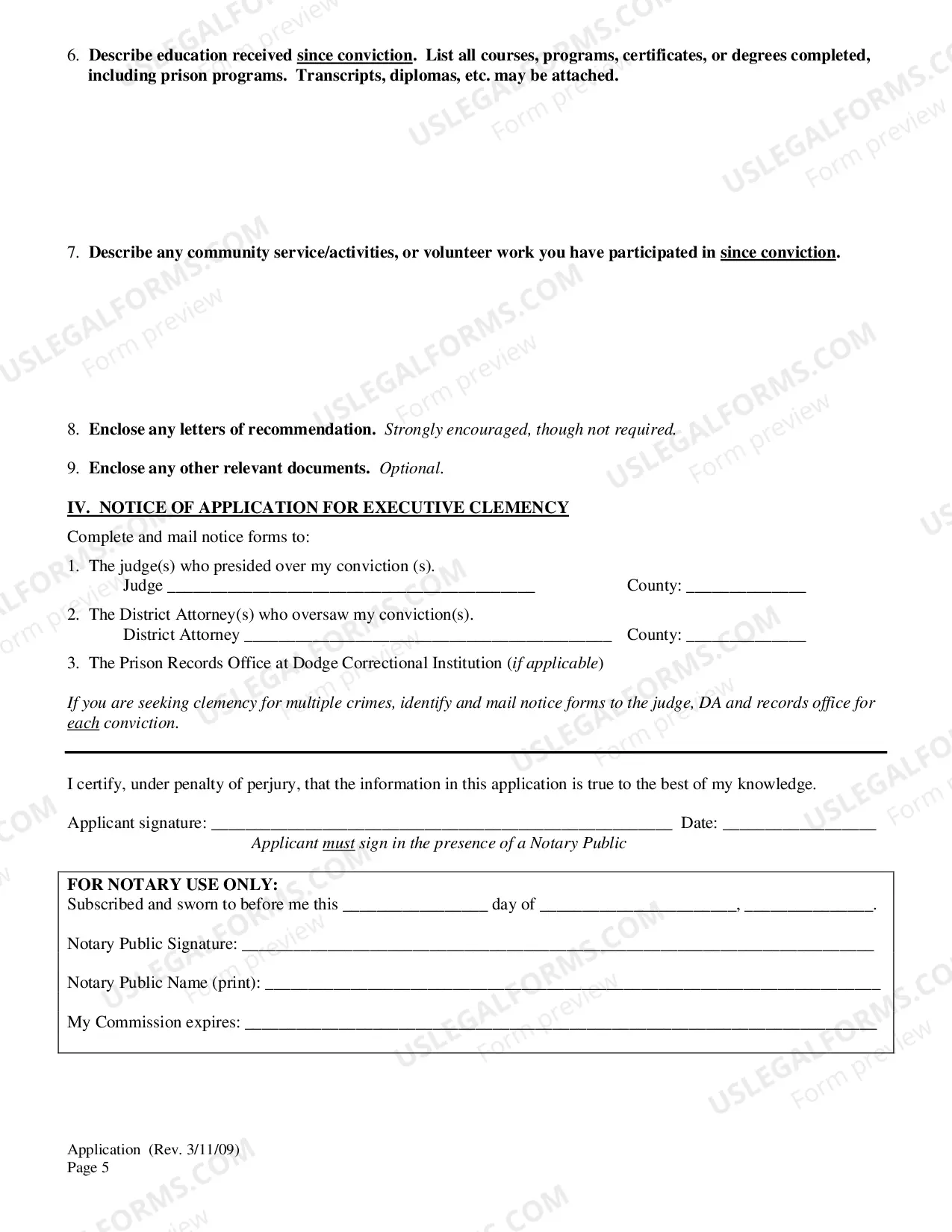Preview Application for Executive Clemency