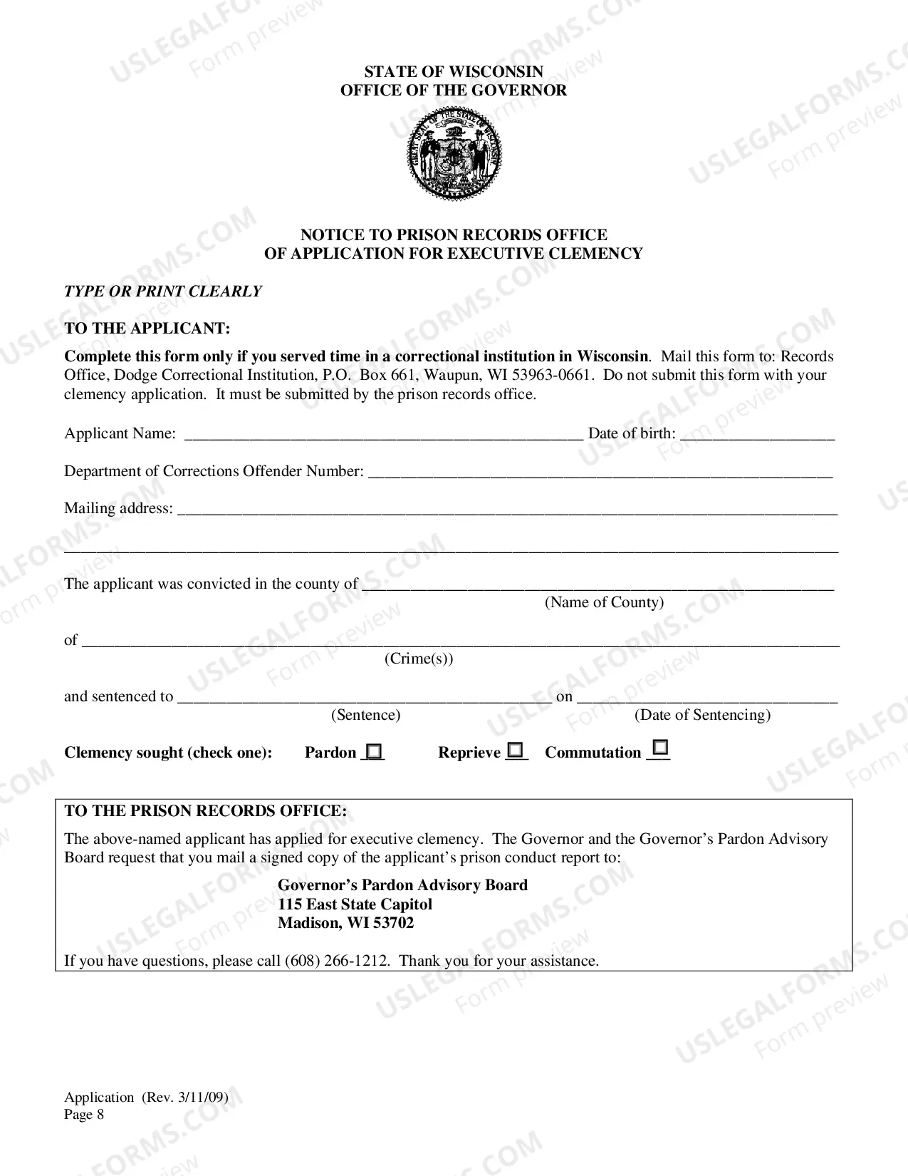Preview Application for Executive Clemency
