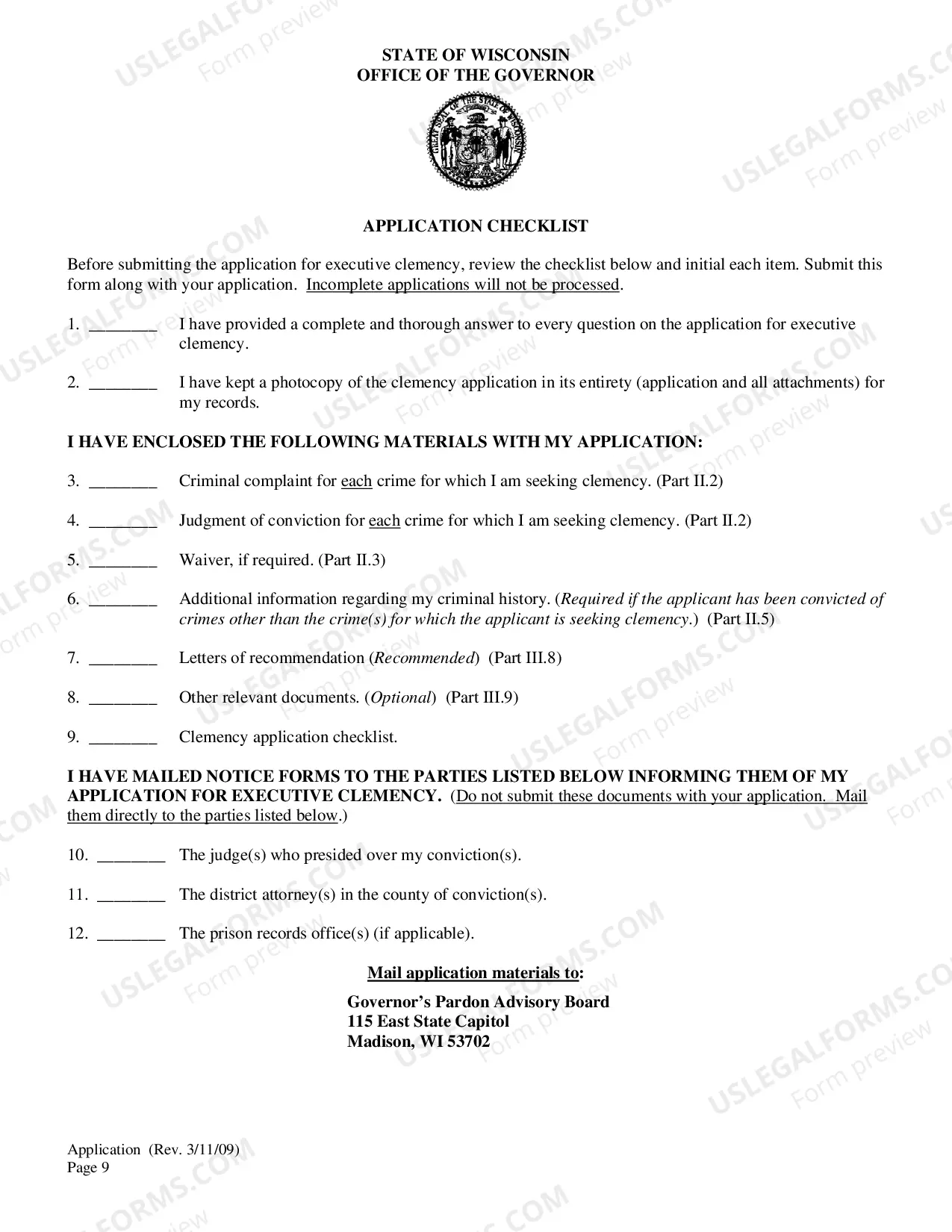 Preview Application for Executive Clemency