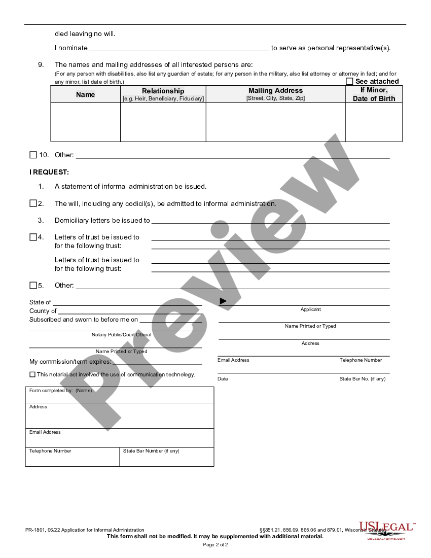 application-for-informal-administration-wisconsin-form-us-legal-forms