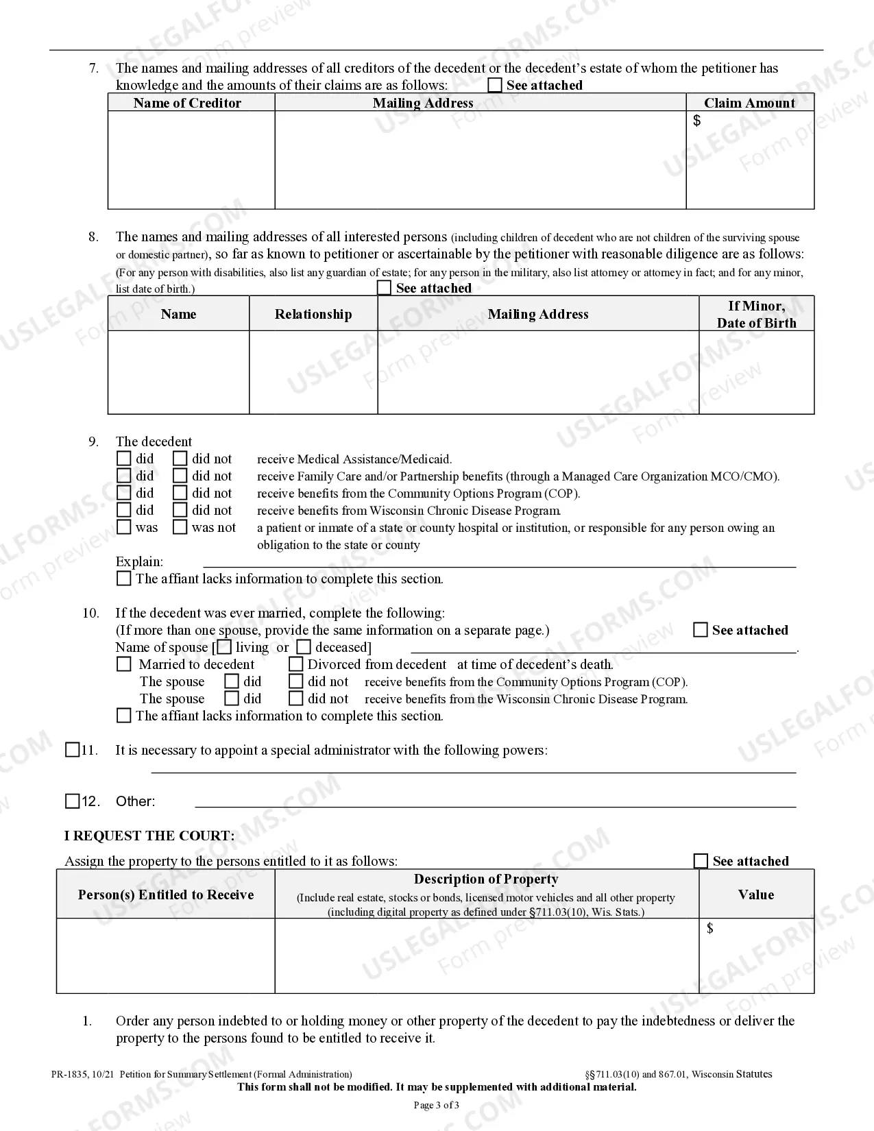 Preview Summary Settlement - Petition
