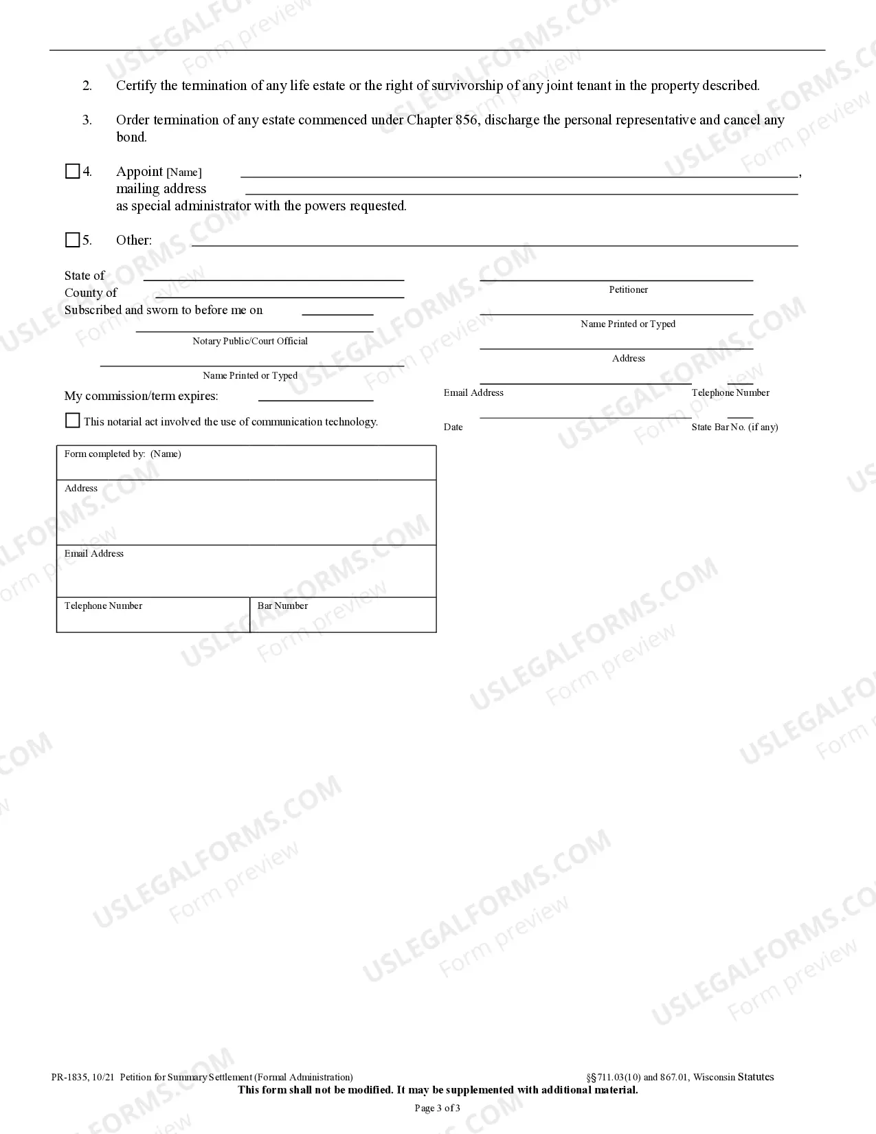 Preview Summary Settlement - Petition