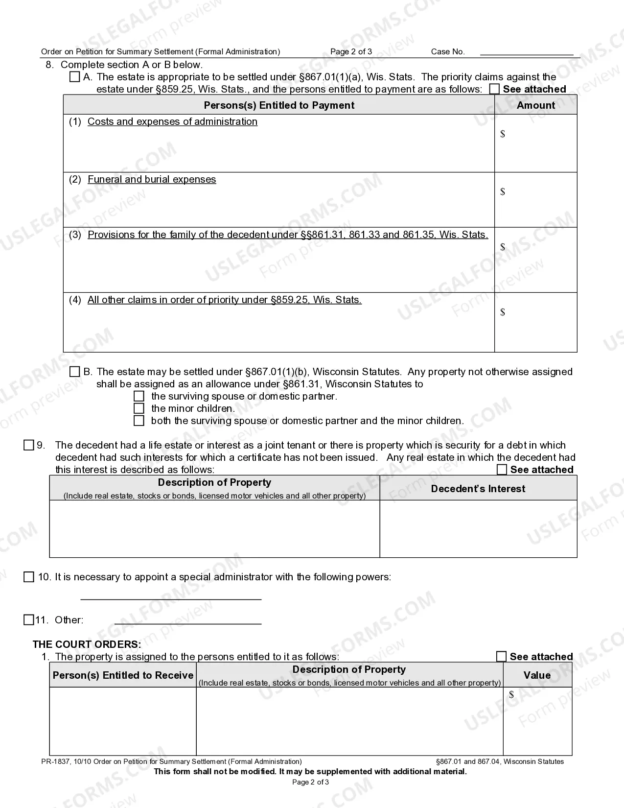 Preview Summary Settlement - Findings and Order