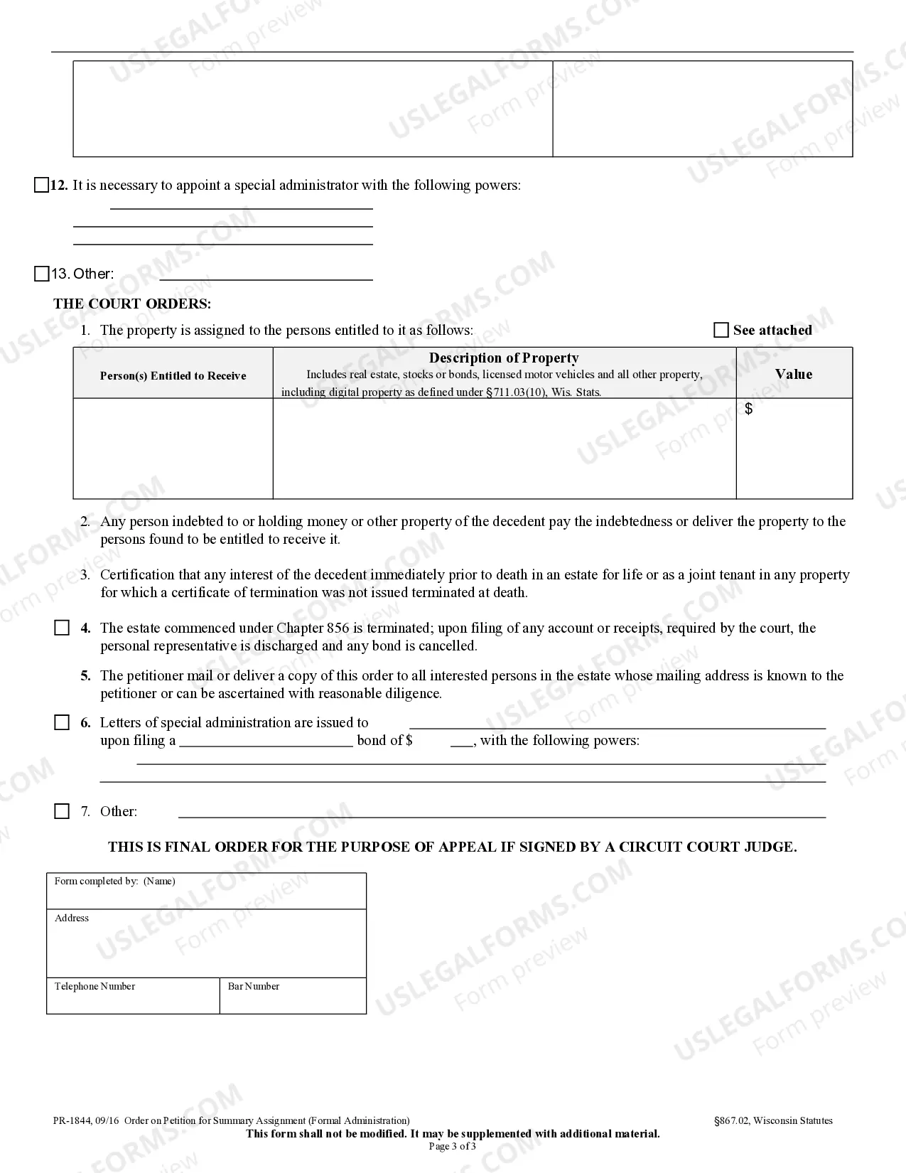 Preview Summary Assignment - Findings and Order