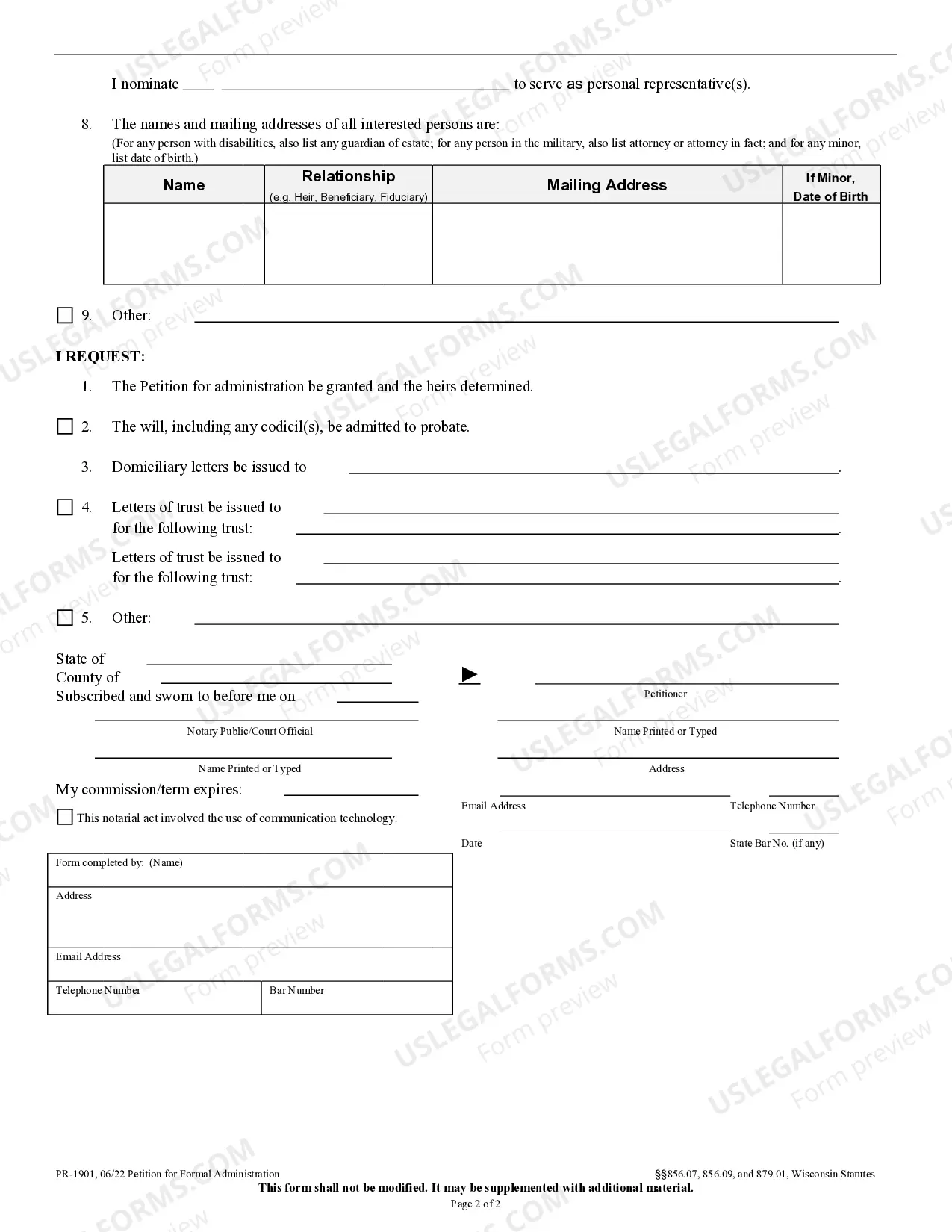 Preview Petition for Administration