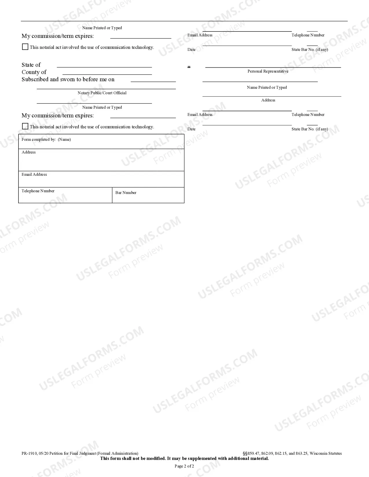 Preview Petition for Approval of Final Account and Final Judgment of Estate - Formal Administration