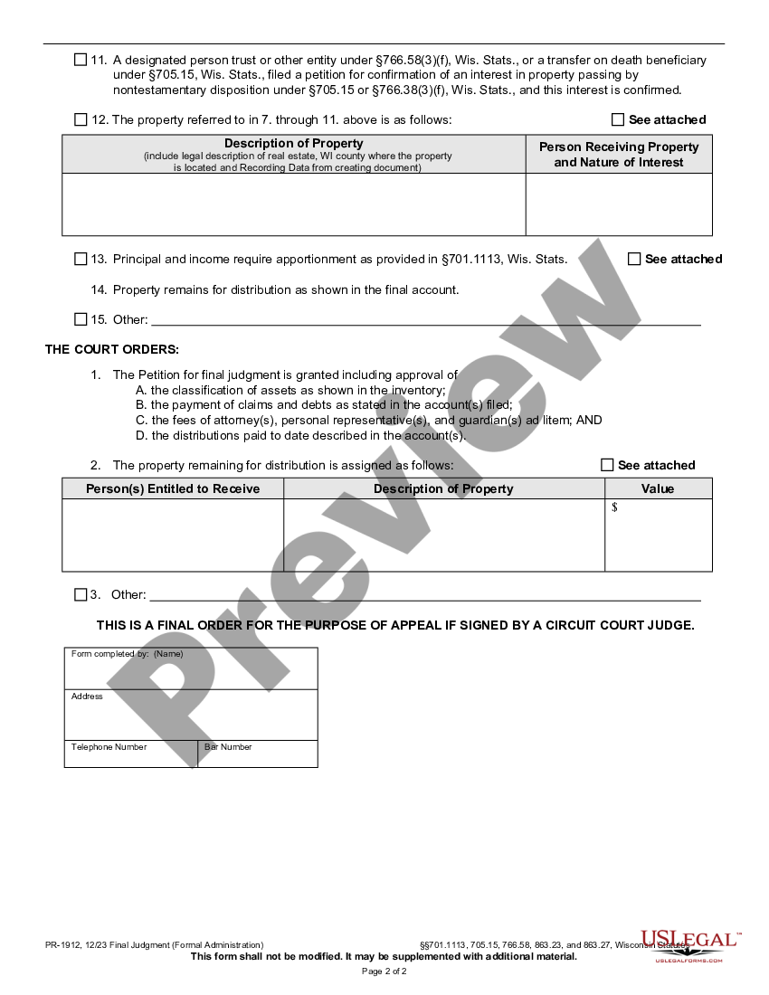 wisconsin assignment of judgment form