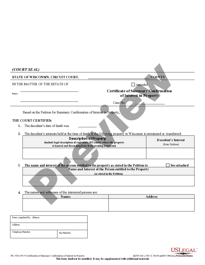 Green Bay Wisconsin Petition and Certificate of Joint Tenancy