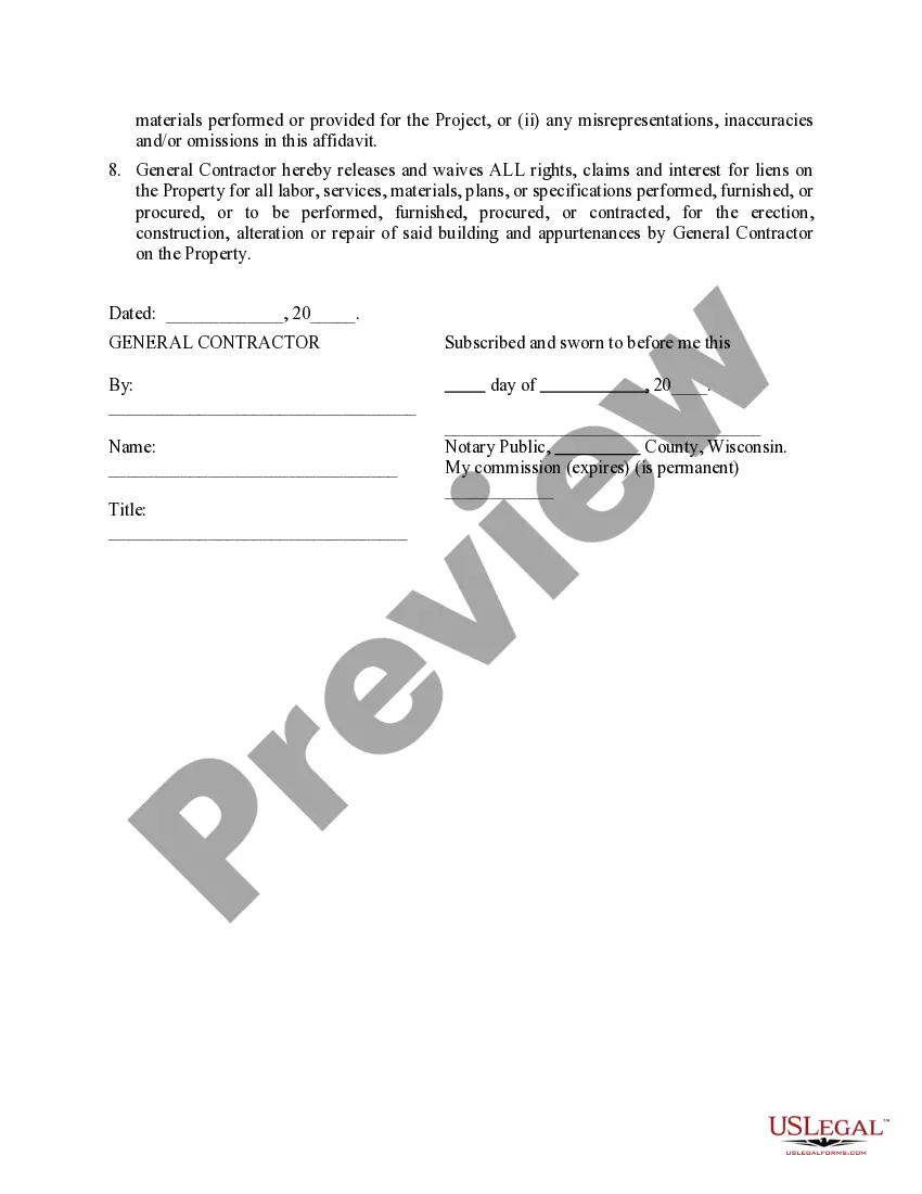 Preview General Contractor's Affidavit of Completion and Release