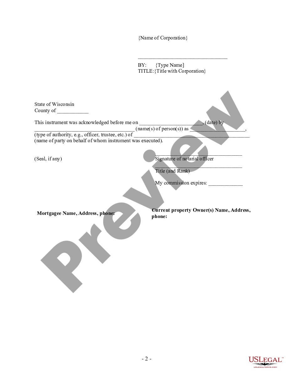 page 1 Partial Release of Property From Mortgage for Corporation preview
