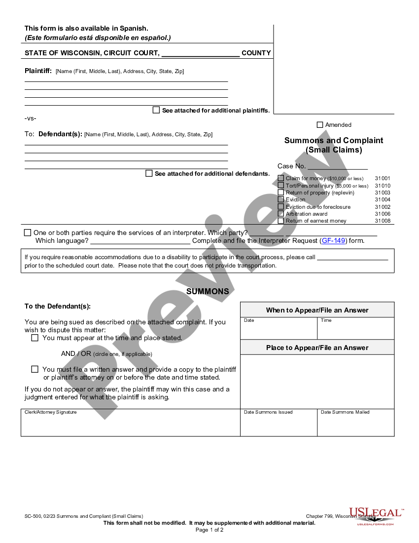 wisconsin-summons-and-complaint-small-claims-summons-and-complaint