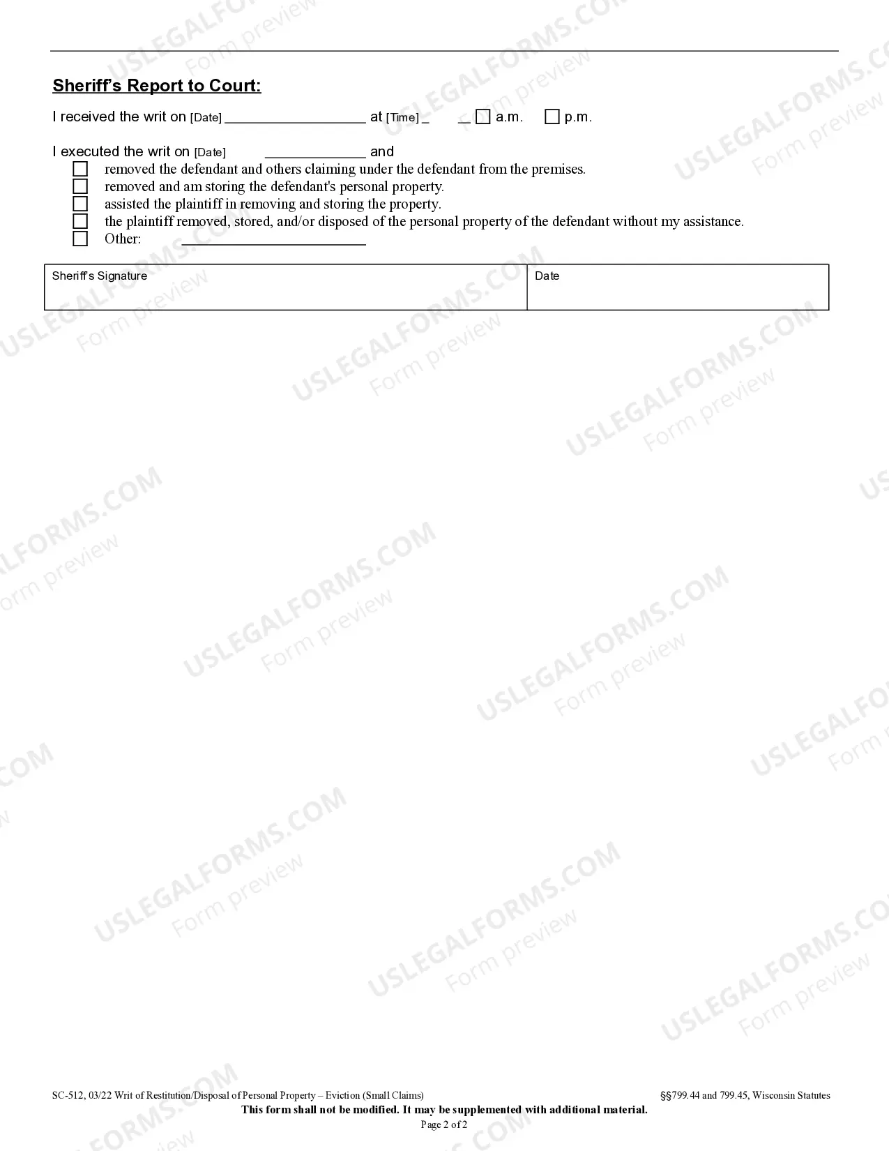 Preview Writ of Restitution