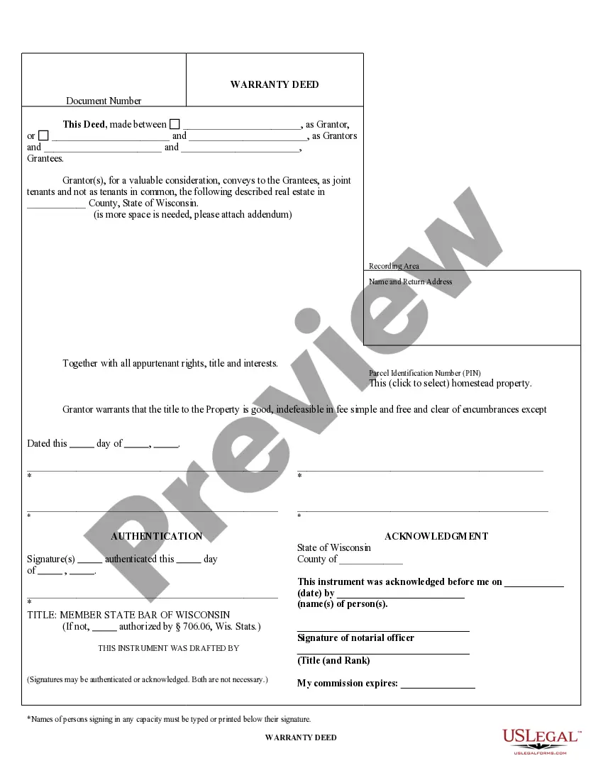 Preview Warranty Deed for Separate or Joint Property to Joint Tenancy