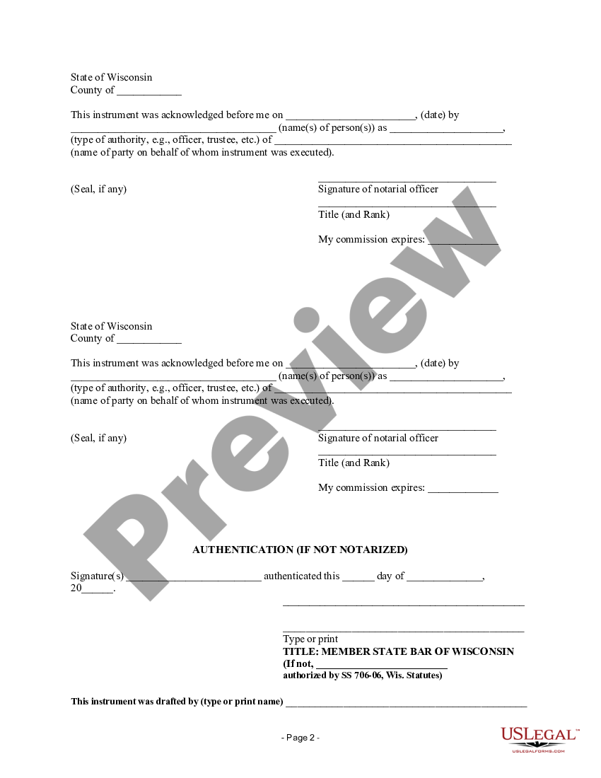 Wisconsin Quitclaim Deed For Husband And Wife To A Trust Wisconsin Quit Claim Deed Form Us