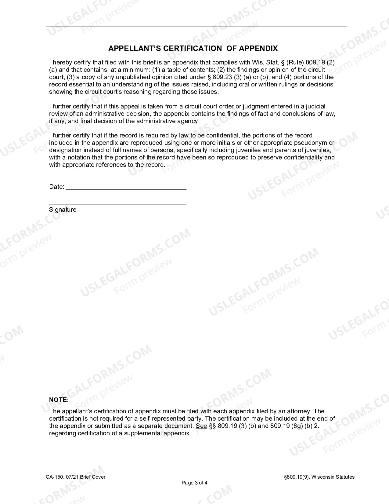 Preview Form And Length Certification (Sample And Form)