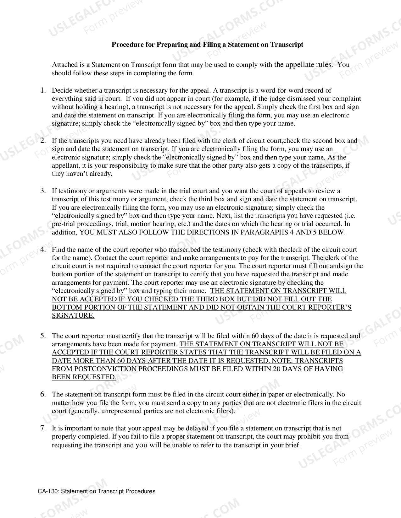 Preview Statement on Transcript