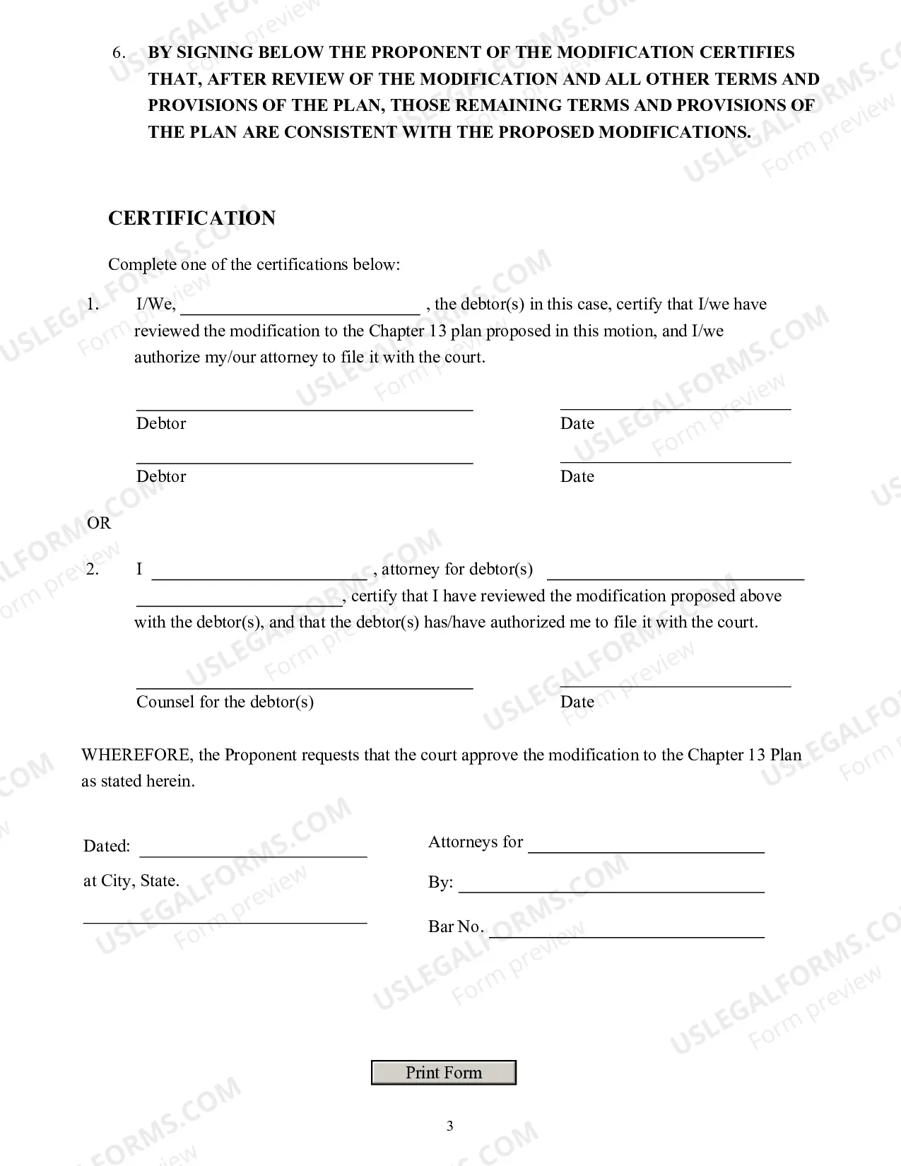 Preview Notice And Request To Modify Chapter 13 Plan