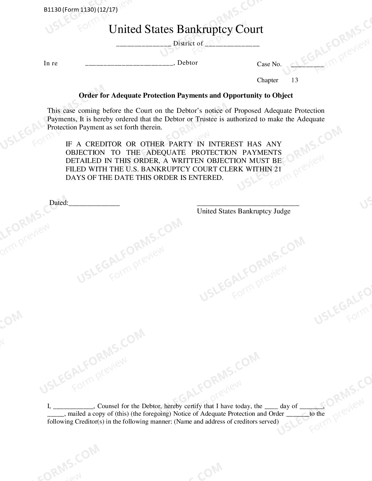 Preview Motion, Notice and Order for Adequate Protection Payments and Opportunity to Object
