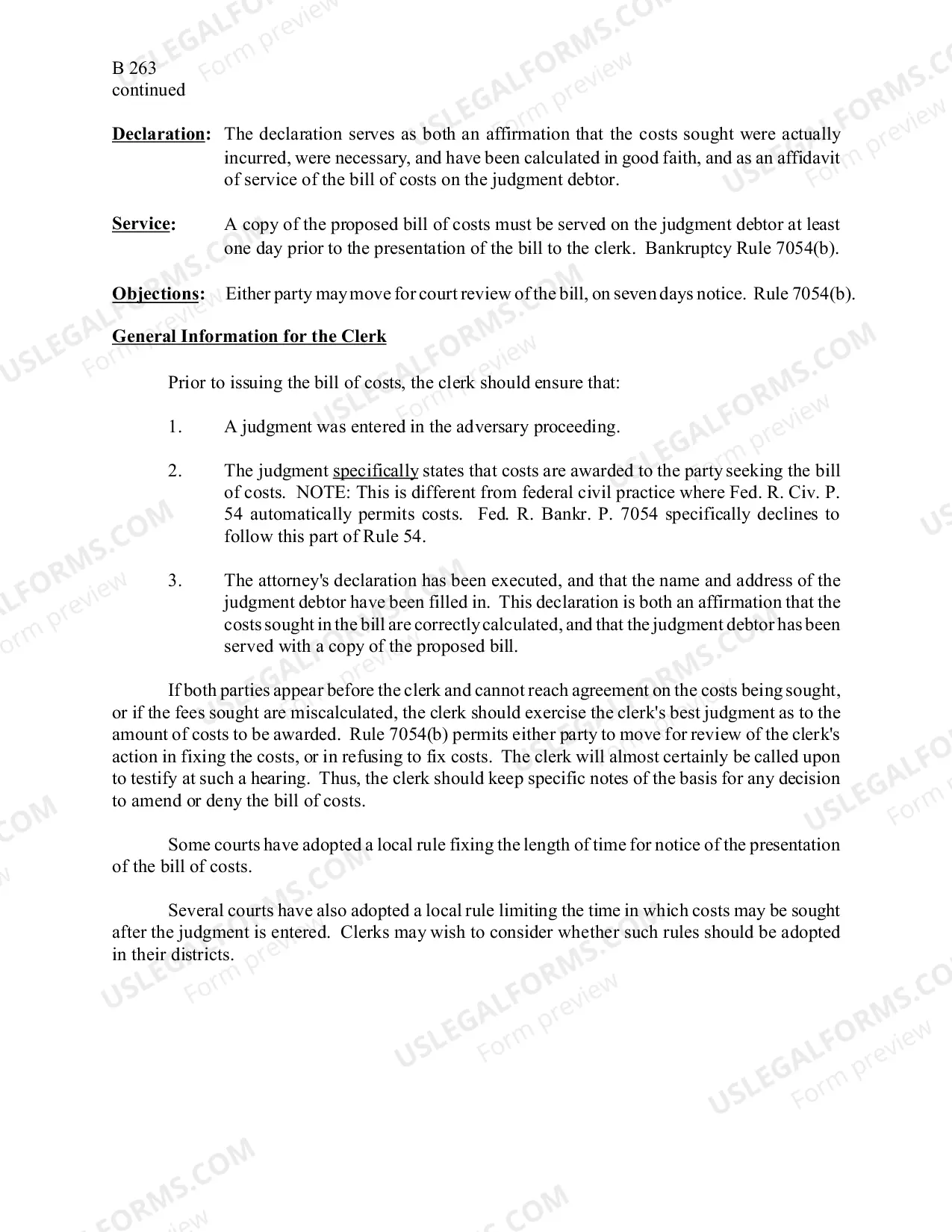 Preview Bill of Costs