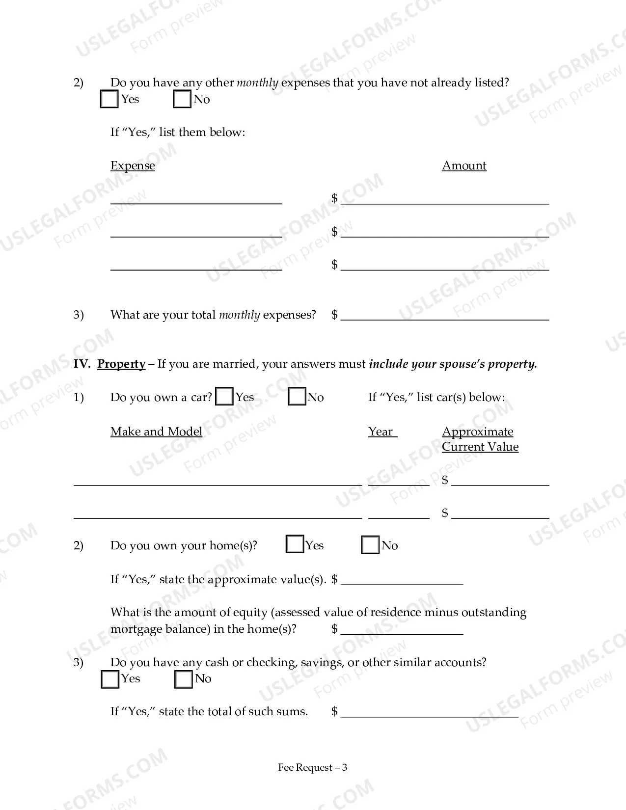 Preview Request to Proceed in District Court without Prepaying the Filing Fee