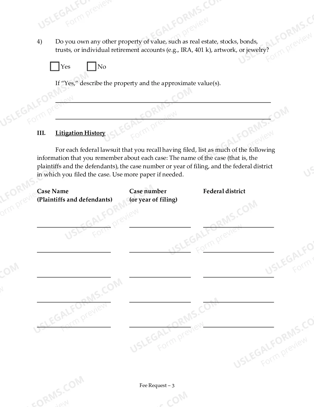 Preview Request to Proceed in District Court without Prepaying the Full Filing Fee - Prisoner