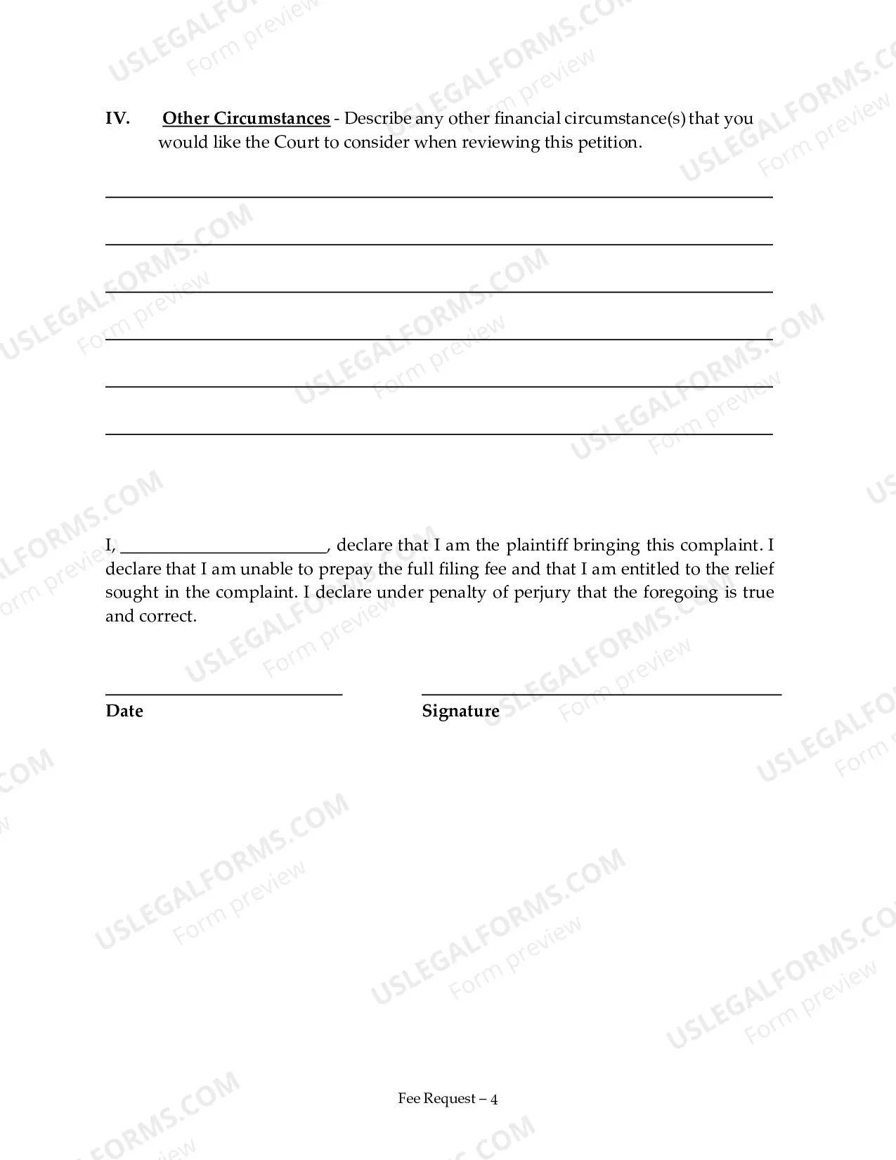 Preview Request to Proceed in District Court without Prepaying the Full Filing Fee - Prisoner