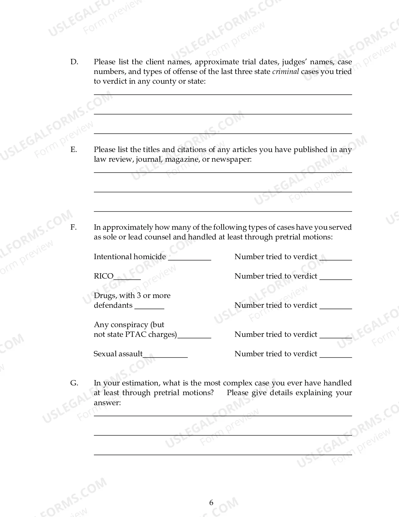 Preview Criminal Appointment Application