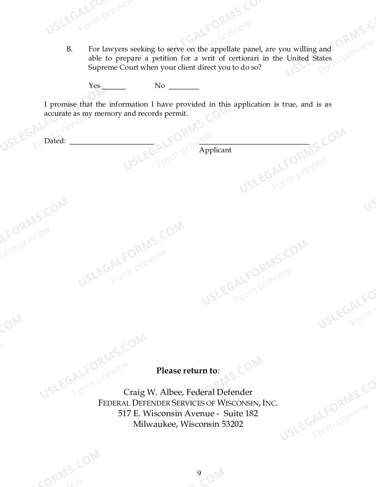 Preview Criminal Appointment Application