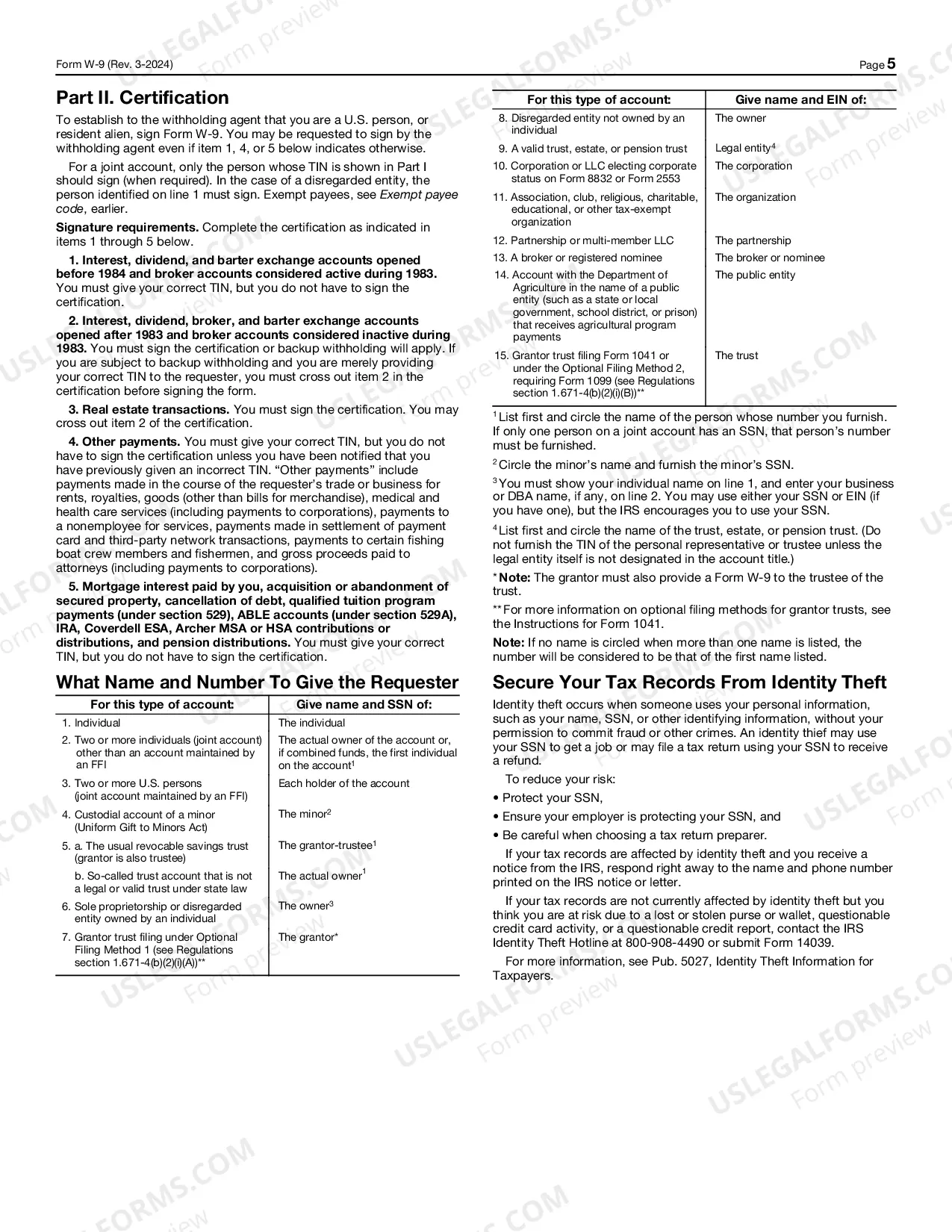 Preview IRS Form W9