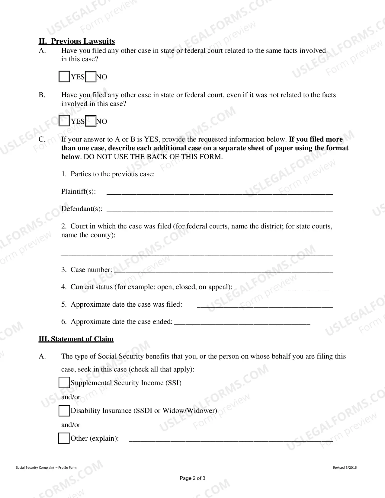 Preview Social Security Complaint