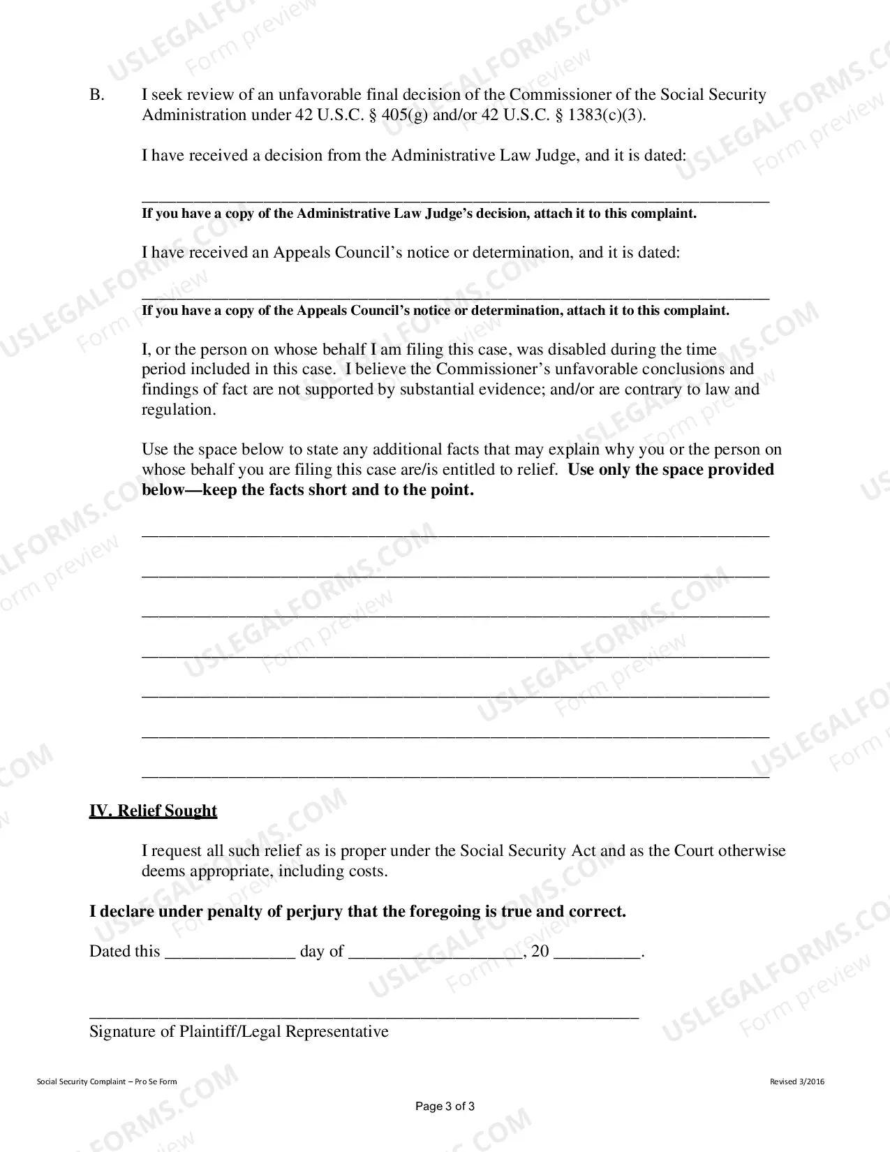 Preview Social Security Complaint