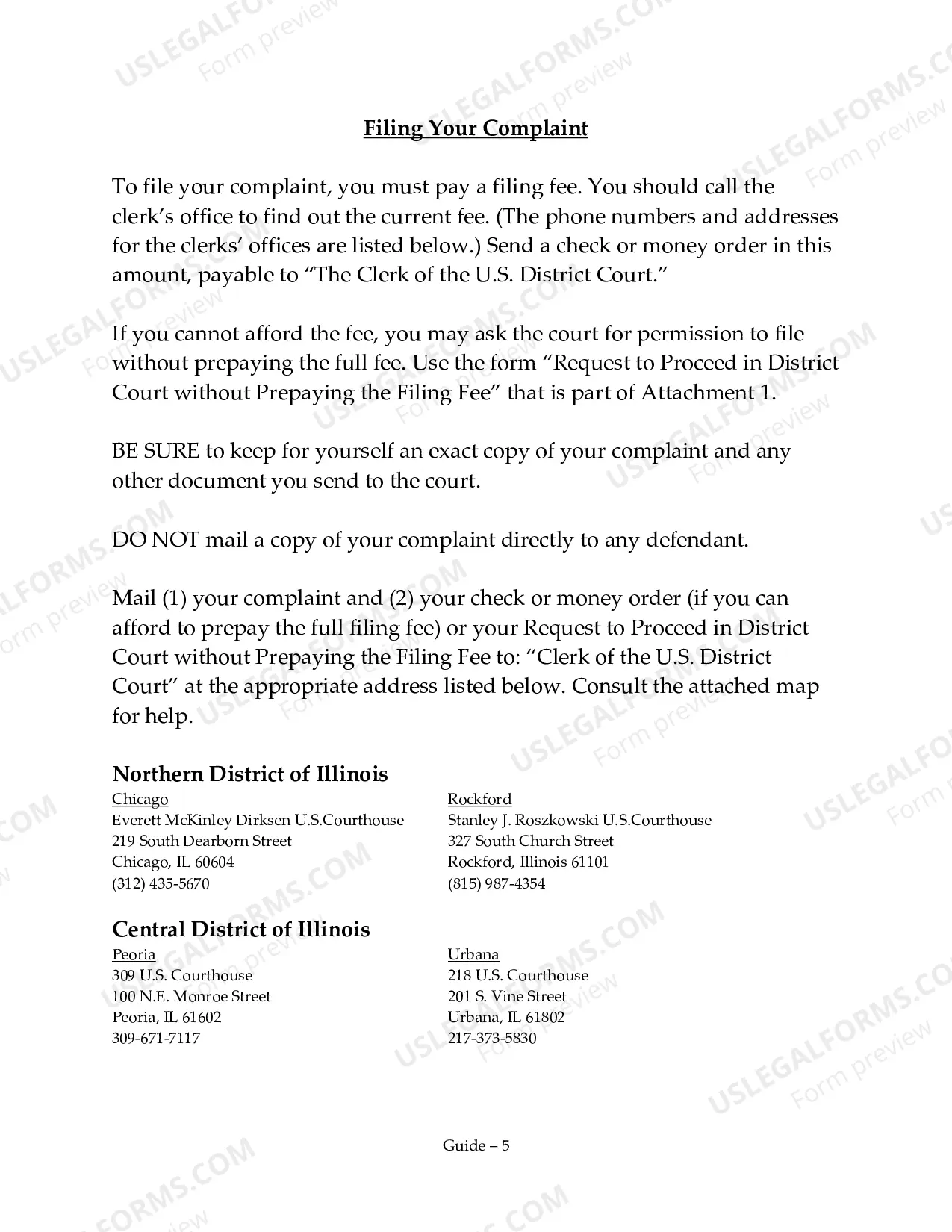Preview Non-Prisoner Complaint Package