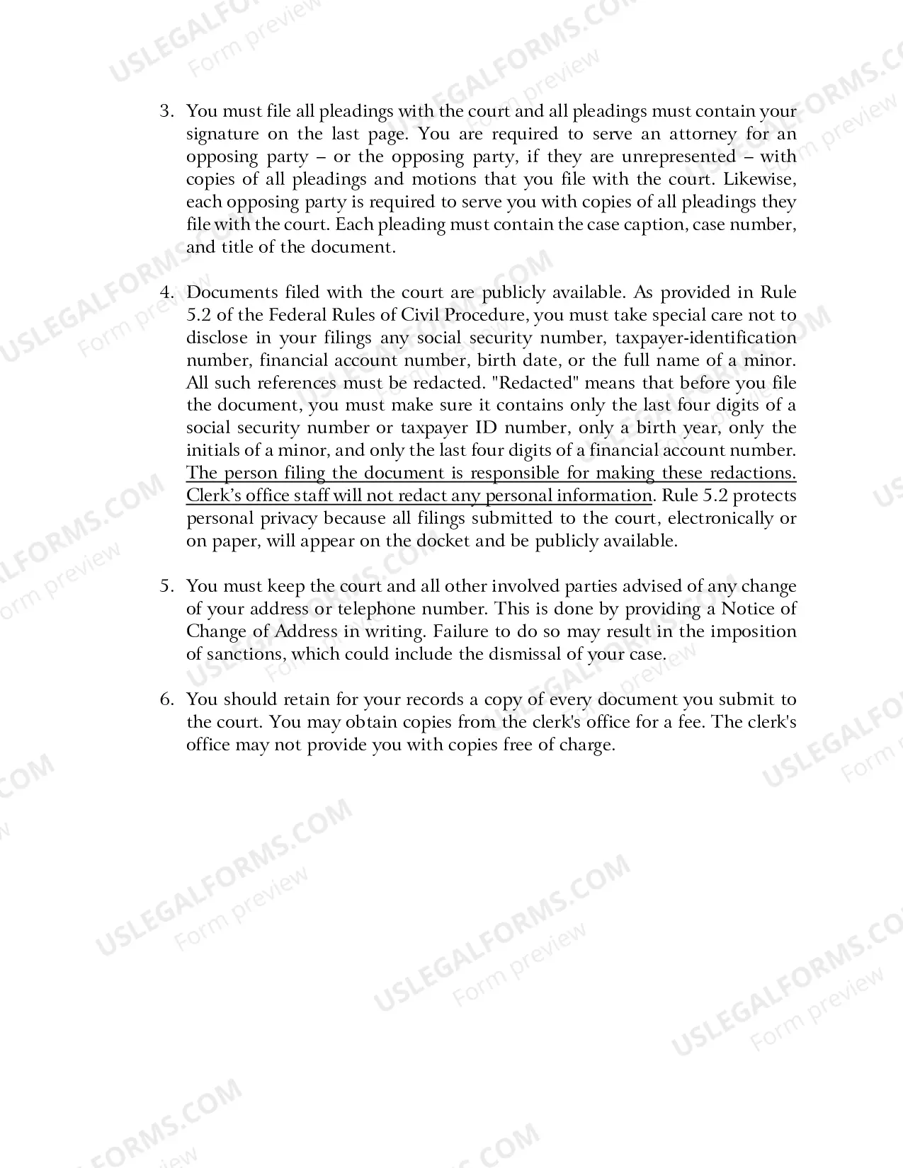 Preview Prisoner Complaint Package