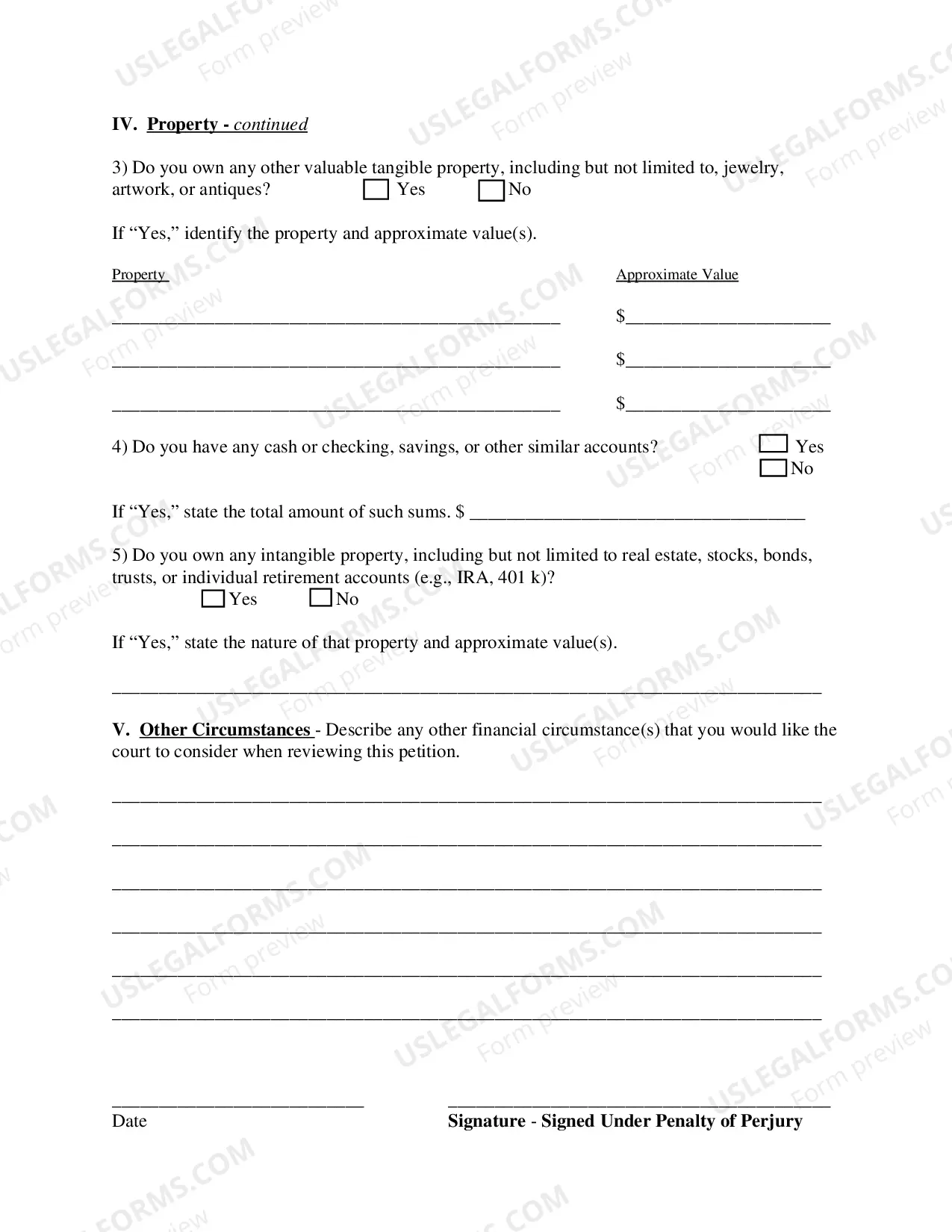Preview Petition and Affidavit to Proceed Without Prepayment of Fees