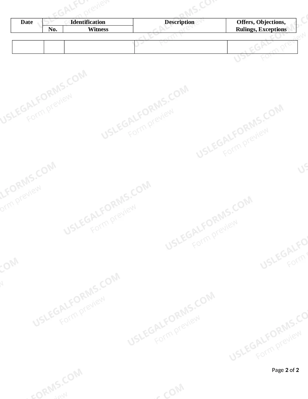 Preview Trial Exhibit List