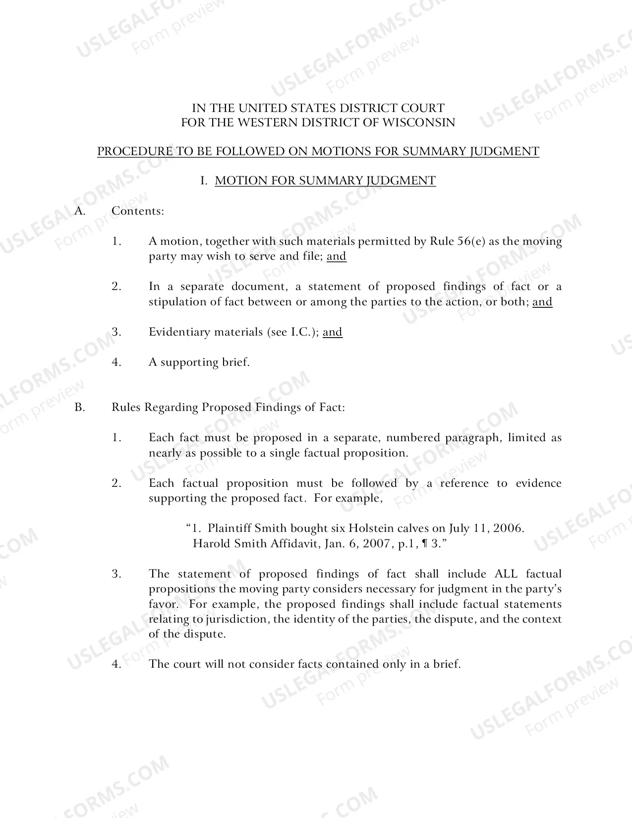 Preview Summary Judgment Procedure in Cases Assigned to Judge Barbara B. Crabb