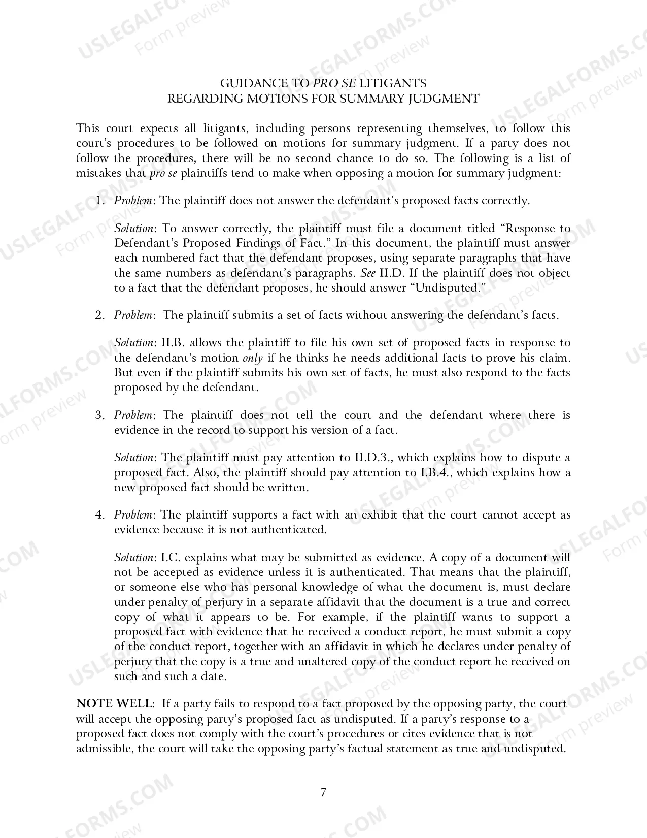 Preview Summary Judgment Procedure in Cases Assigned to Judge James D. Peterson