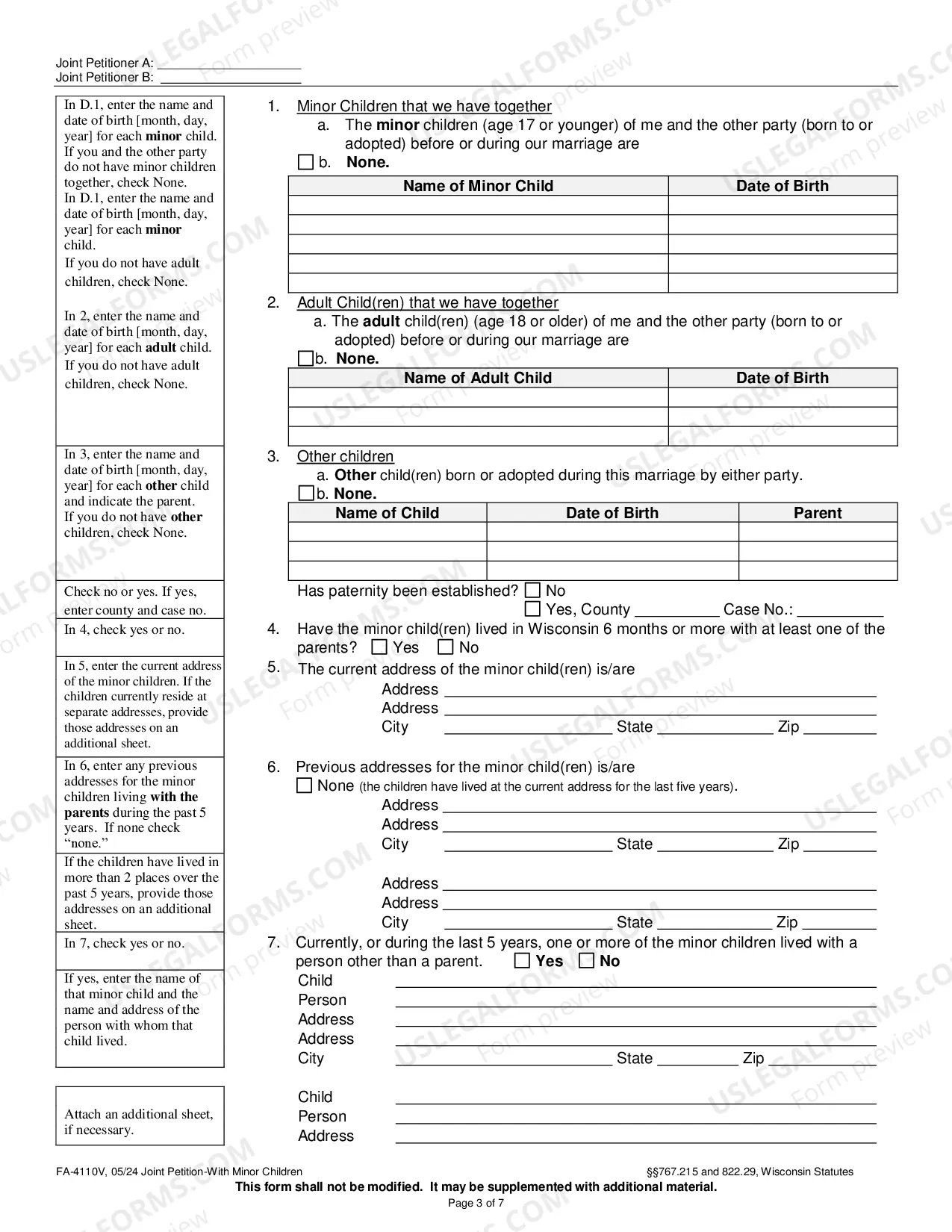 Preview Joint Petition with Minor Children