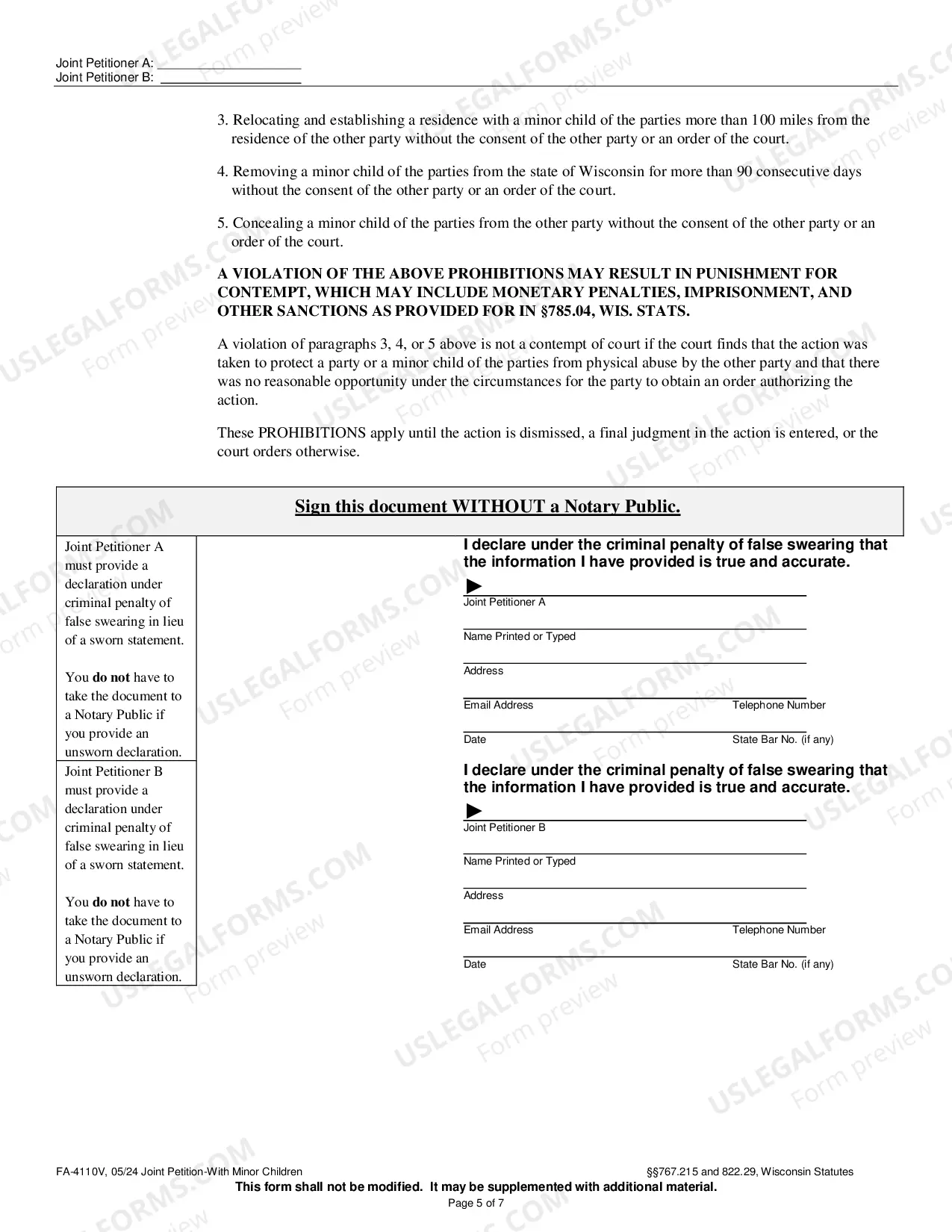Preview Joint Petition with Minor Children