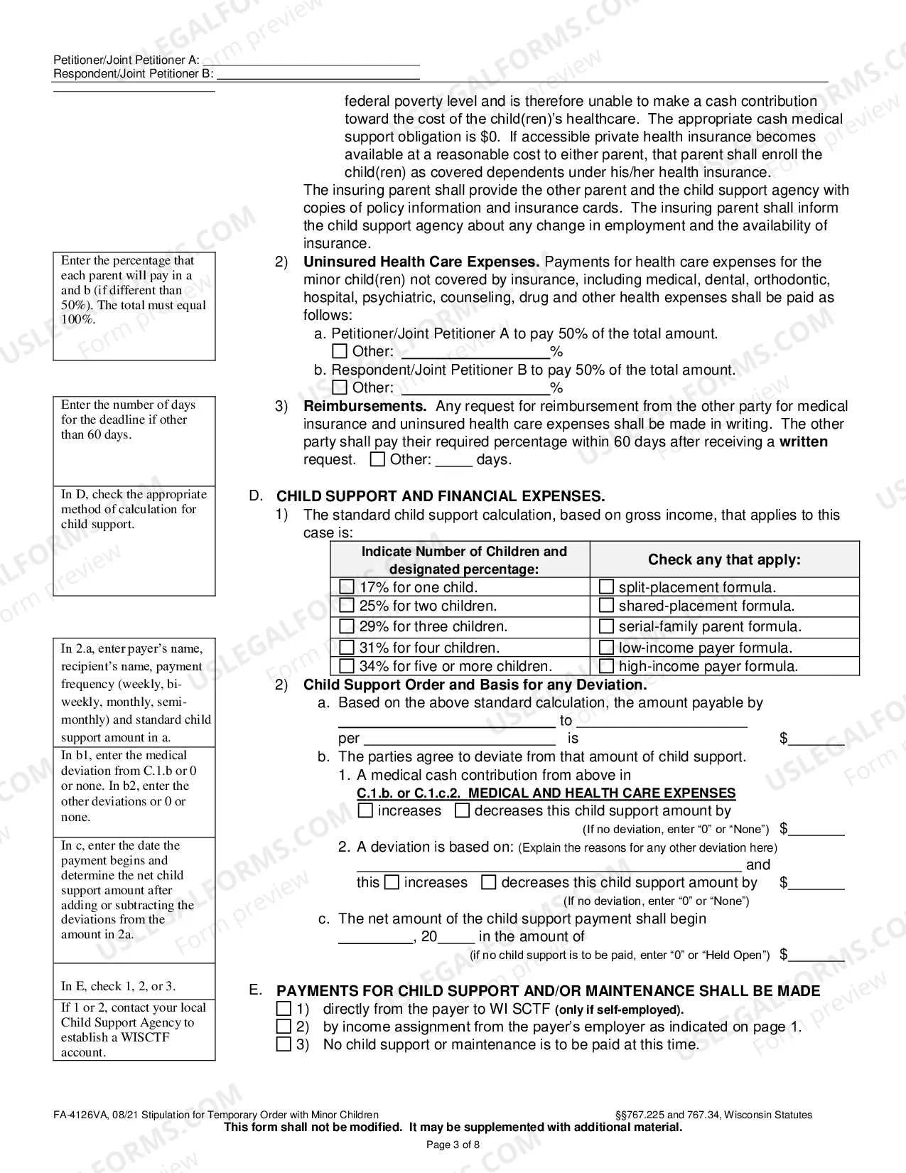 Preview FA-4126VAStipulation for Temporary Order With Minor Children
