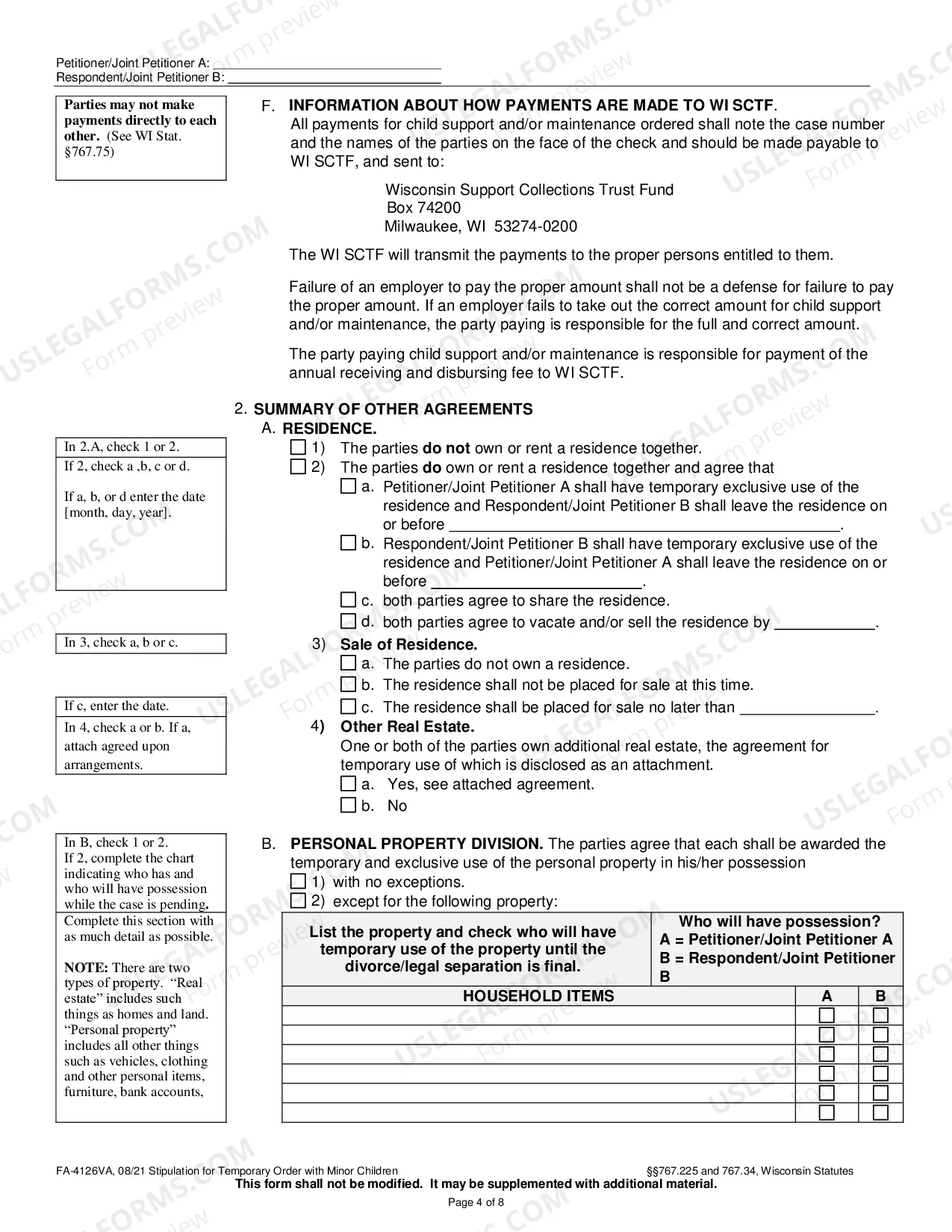 Preview FA-4126VAStipulation for Temporary Order With Minor Children